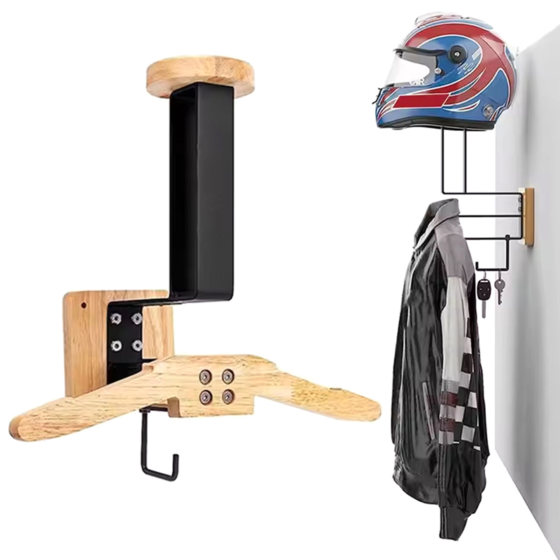 Black Walnut Helmet Holder - 2 - Motorcycle Gear Hanger ulasan dan harga