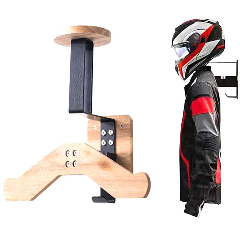 Black Walnut Helmet Holder - 2 - Motorcycle Gear Hanger ulasan dan harga