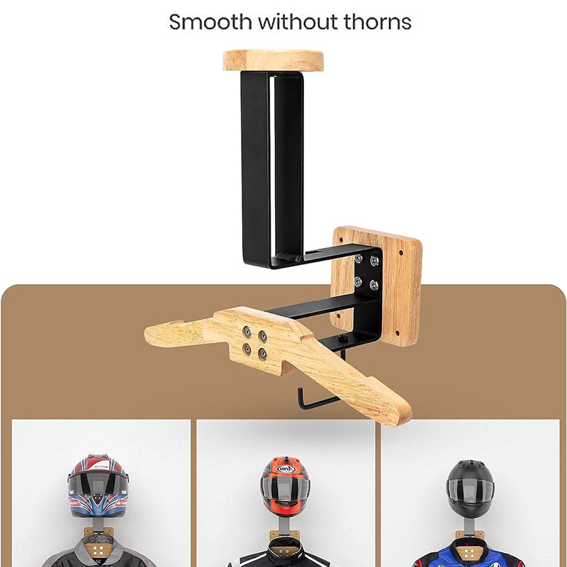 Black Walnut Helmet Holder - 2 - Motorcycle Gear Hanger ulasan dan harga