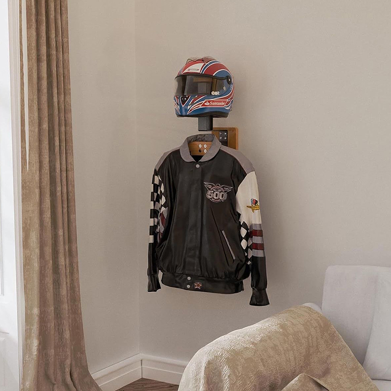 Black Walnut Helmet Holder - 2 - Motorcycle Gear Hanger ulasan dan harga