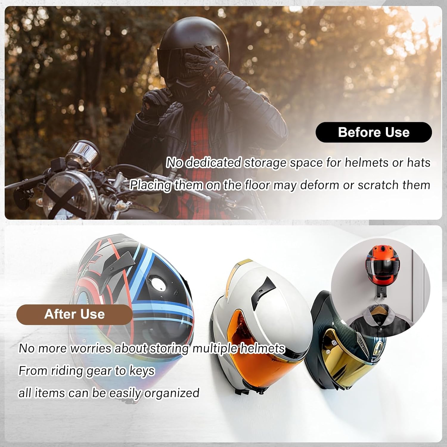Motorcycle Helmet Holder Wall  - Motorcycle Gear Hanger ulasan dan harga